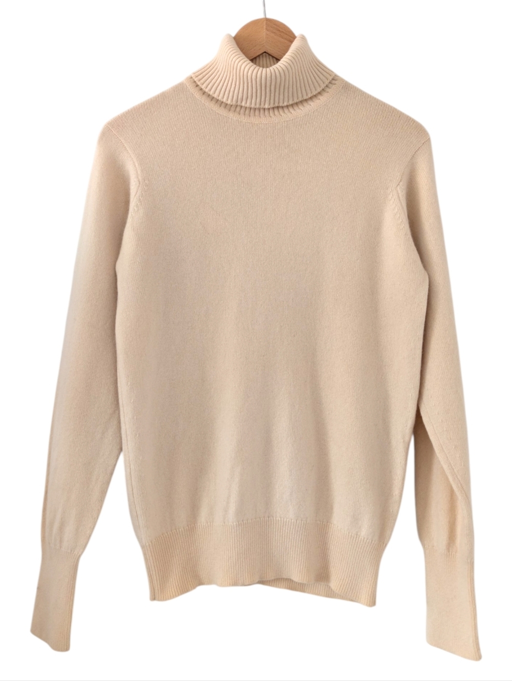 VTG 60s 70's Saks Fifth Avenue Scotland Cashmere Sweater Cream Turtleneck 40 Med